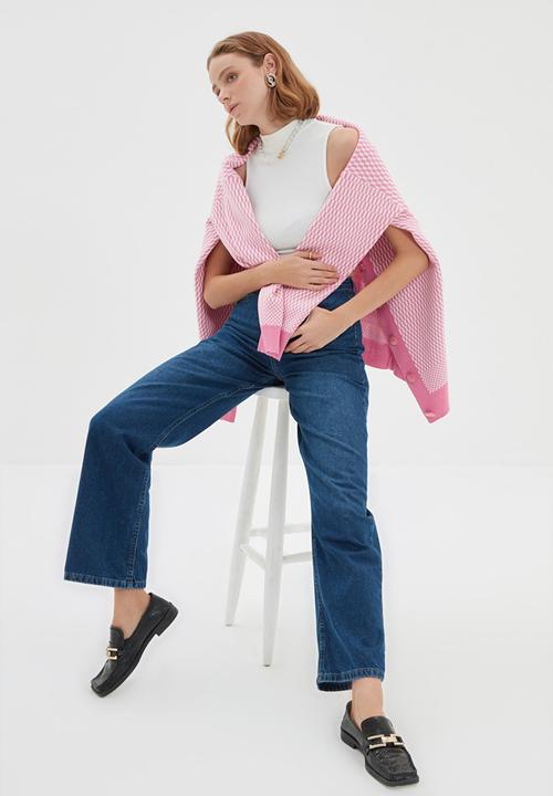 Trendyol - High waist 90's wide leg jeans - dark blue