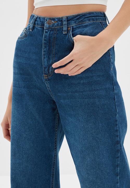 Trendyol - High waist 90's wide leg jeans - dark blue