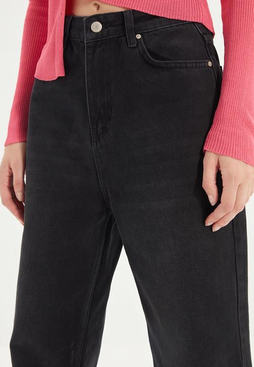 Trendyol - High waist 90's wide leg jeans - black