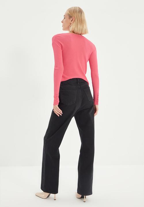 Trendyol - High waist 90's wide leg jeans - black