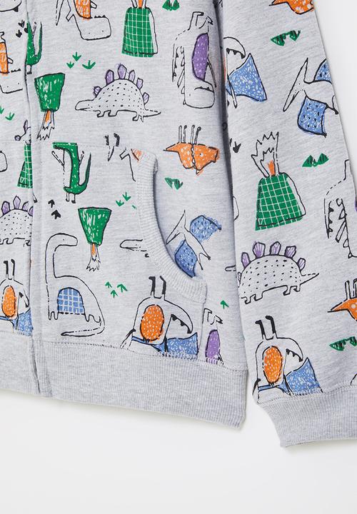 Pop Candy - Boys aop hooded jacket - grey