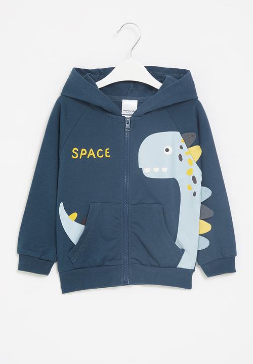 Pop Candy - Boys dino zip through hoodie - navy
