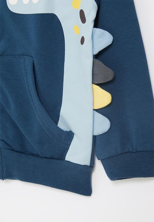 Pop Candy - Boys dino zip through hoodie - navy