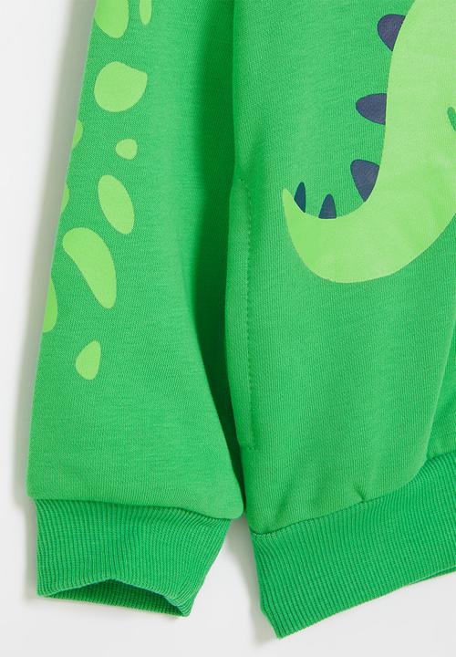 Pop Candy - Boys dino zip through hoodie - green