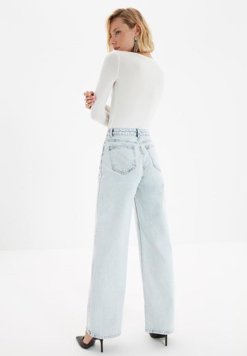Trendyol - Wash effect high waist wide leg jeans - grey