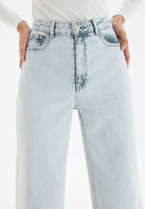 Trendyol - Wash effect high waist wide leg jeans - grey