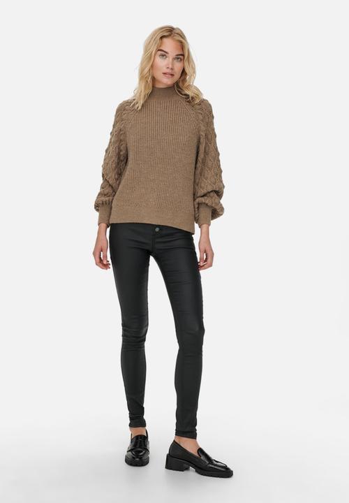 ONLY - Freeze long sleeve highneck pullover knit - tannin