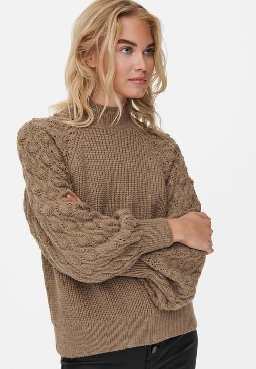 ONLY - Freeze long sleeve highneck pullover knit - tannin