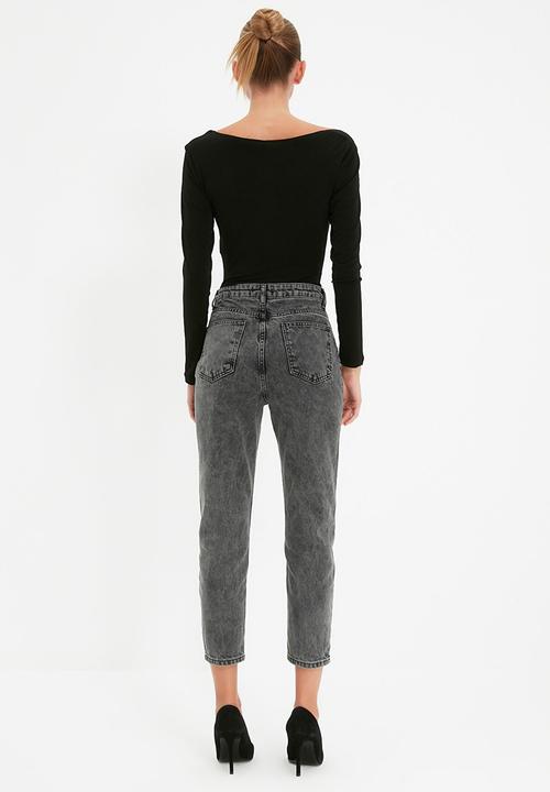 Trendyol - High waist mom jeans - anthracite