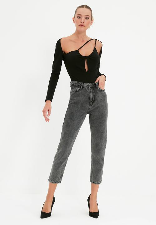 Trendyol - High waist mom jeans - anthracite