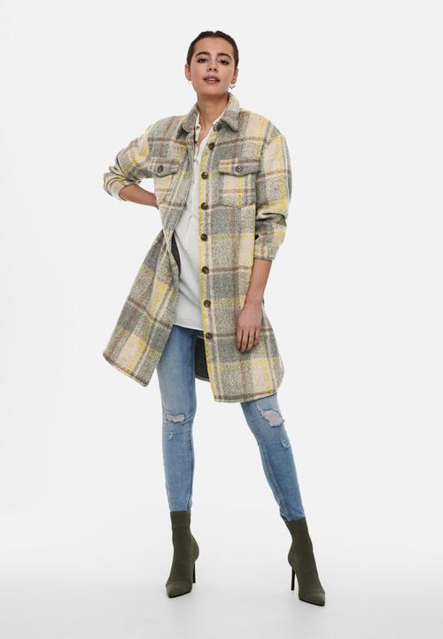 ONLY - Robyn-dina long sleeve long check shacket - multi 