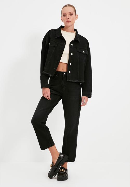 Trendyol - High waist straight jeans - black