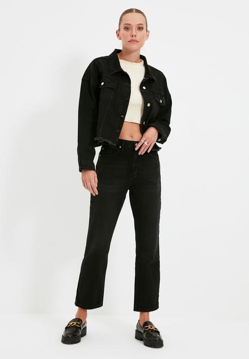 Trendyol - High waist straight jeans - black