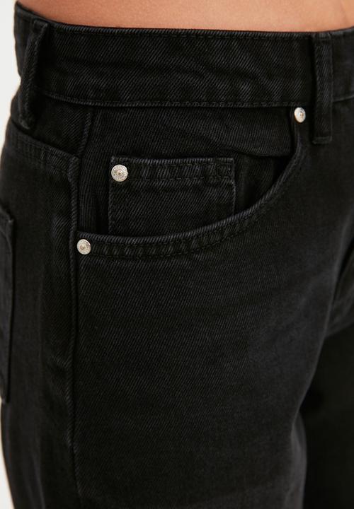 Trendyol - High waist straight jeans - black