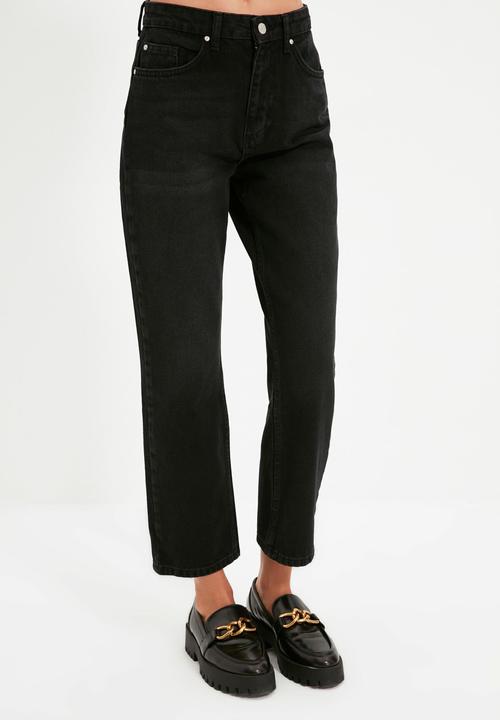 Trendyol - High waist straight jeans - black
