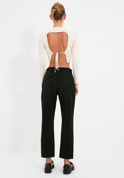 Trendyol - High waist straight jeans - black