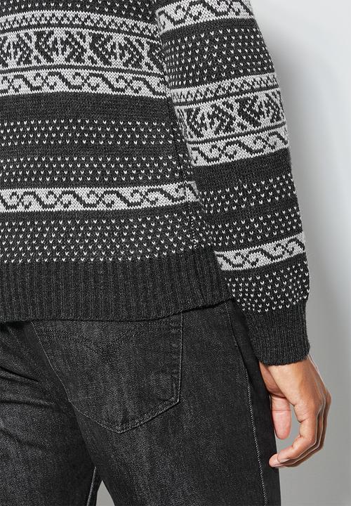 Superbalist - Fairisle pattern roll neck knit - charcoal