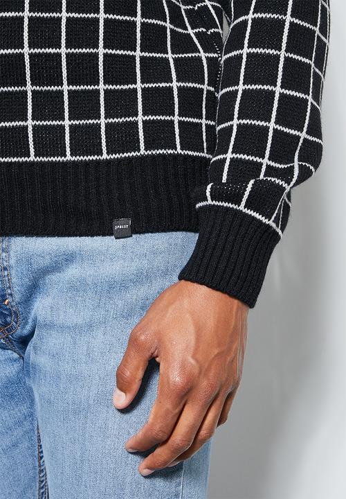 Superbalist - Check pattern roll neck knit - black/white