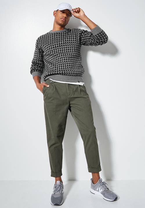 Superbalist - Houndstooth pattern crew knit - black/grey