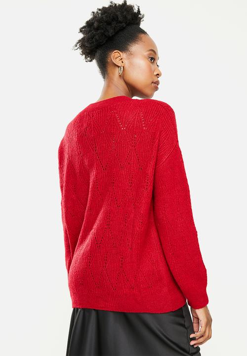 Trendyol - Collar detailed knitwear sweater - red