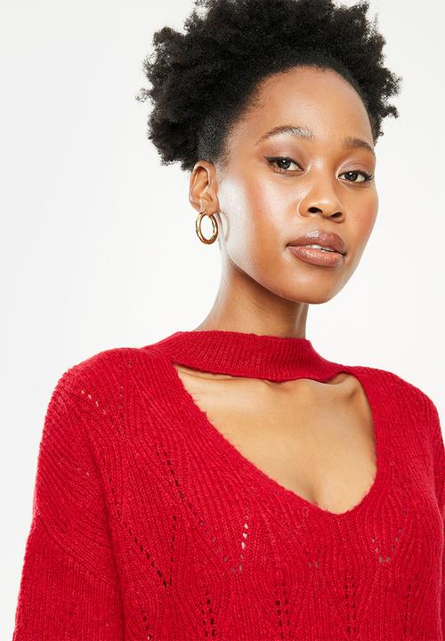 Trendyol - Collar detailed knitwear sweater - red