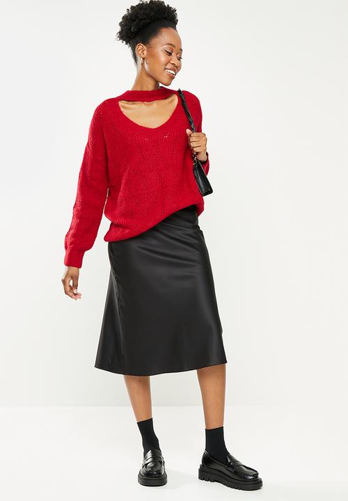 Trendyol - Collar detailed knitwear sweater - red