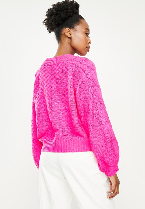 dailyfriday - Cable knit jersey - bright pink