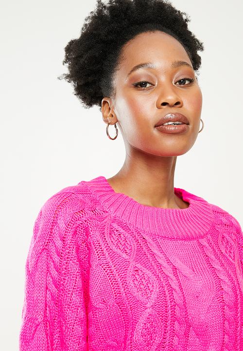 dailyfriday - Cable knit jersey - bright pink
