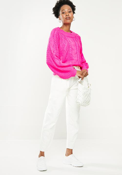 dailyfriday - Cable knit jersey - bright pink