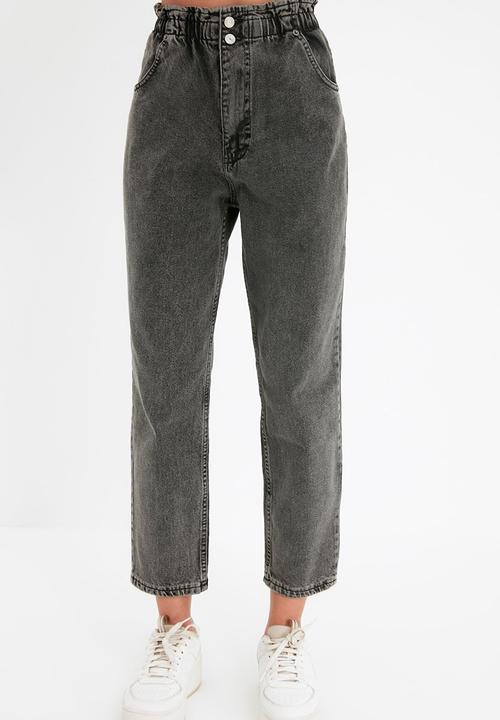 Trendyol - Waist detailed high waist mom jeans - anthracite