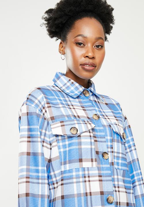 dailyfriday - Check longer length jacket - blue check