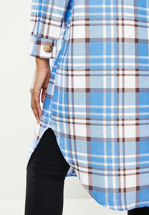 dailyfriday - Check longer length jacket - blue check