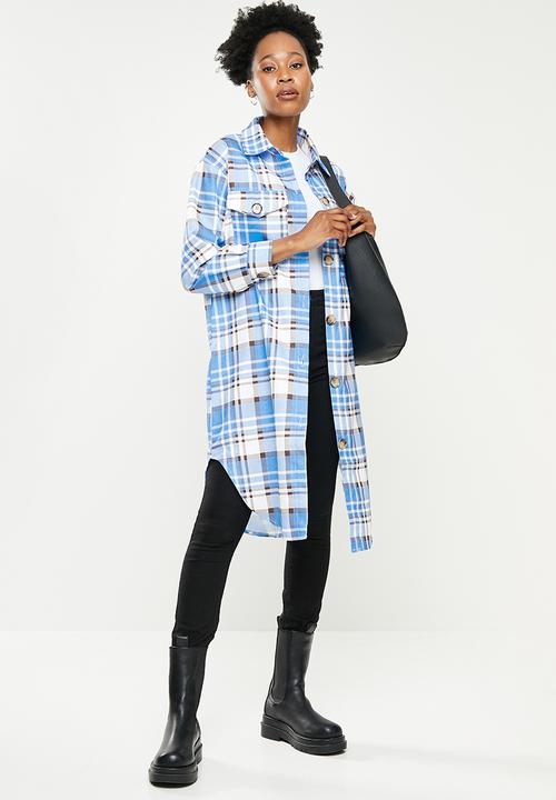 dailyfriday - Check longer length jacket - blue check