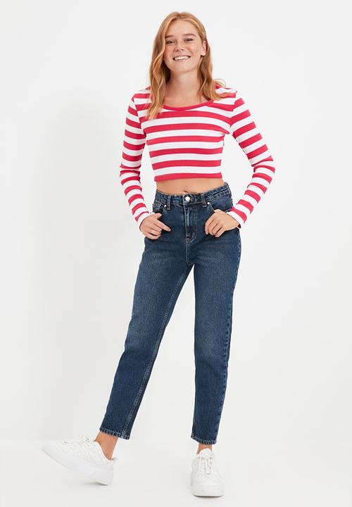 Trendyol - High waist mom jeans - blue