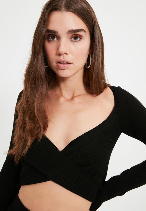 Trendyol - Tie detailed knitwear bottom-top set - black