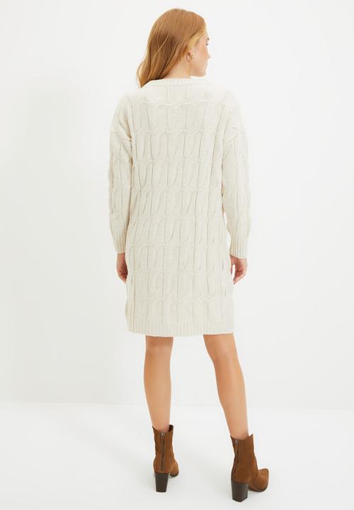 Trendyol - Knitted detailed knitwear dress - stone