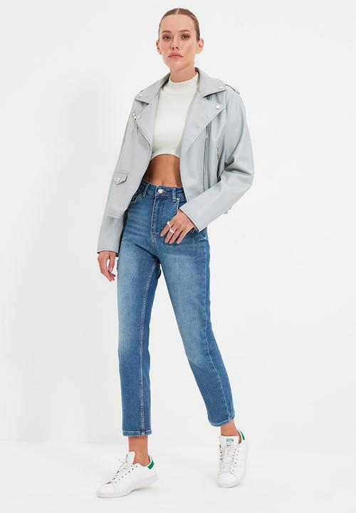 Trendyol - Ripped high waist slim fit jeans - navy