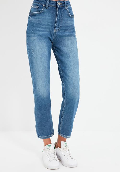 Trendyol - Ripped high waist slim fit jeans - navy