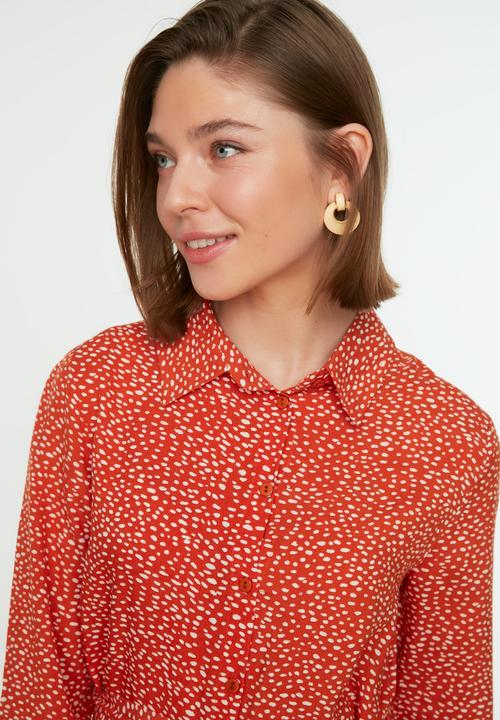 Trendyol - Shirt collar dress - cinnamon