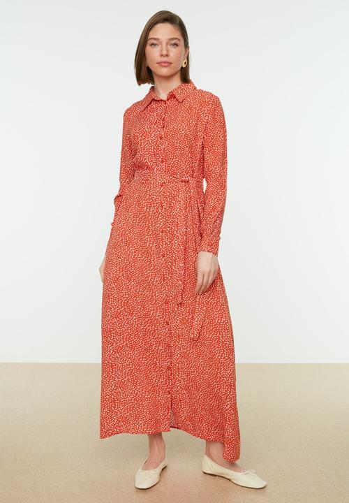 Trendyol - Shirt collar dress - cinnamon