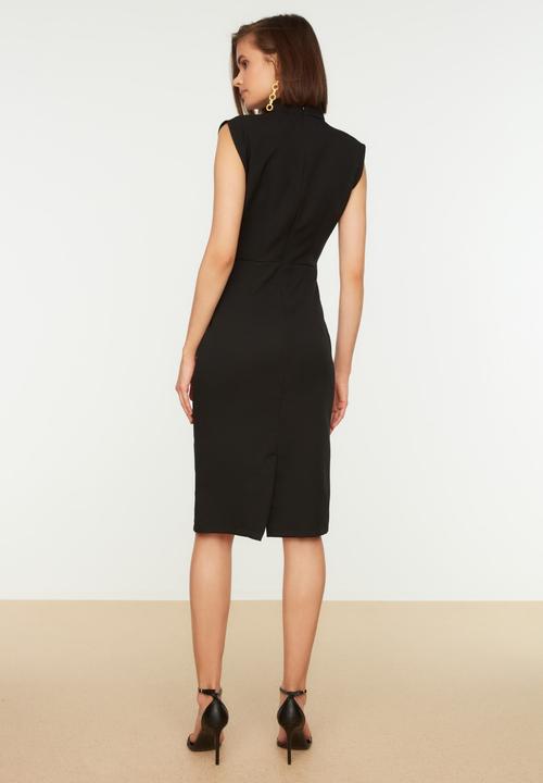 Trendyol - Standing collar dress - black