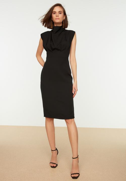 Trendyol - Standing collar dress - black