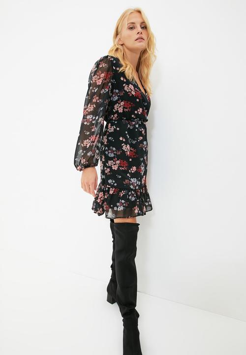 Trendyol - Double breasted collar dress - black