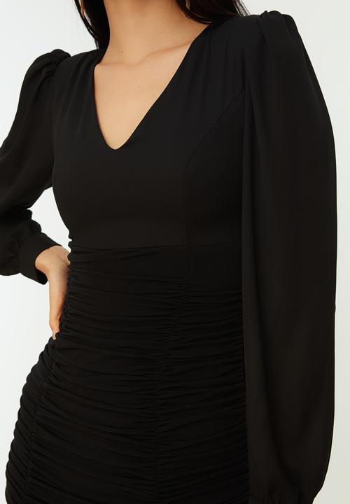 Trendyol - Draped detailed dress - black