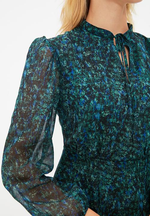 Trendyol - Patterned ruffle dress - green