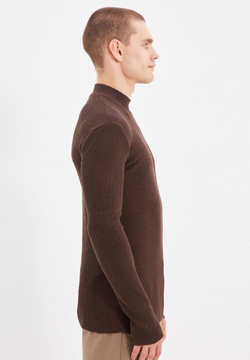 Trendyol - High neck slim fit knit - brown