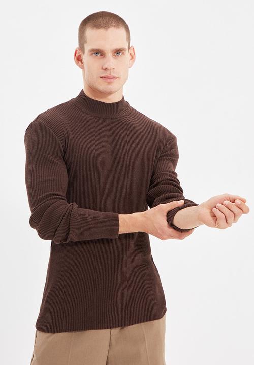 Trendyol - High neck slim fit knit - brown