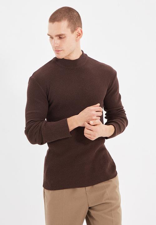 Trendyol - High neck slim fit knit - brown
