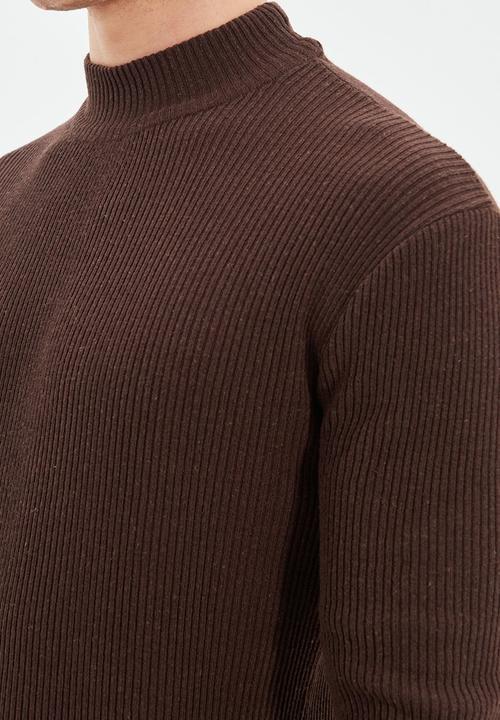 Trendyol - High neck slim fit knit - brown