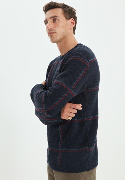 Trendyol - Slim fit check knit - navy